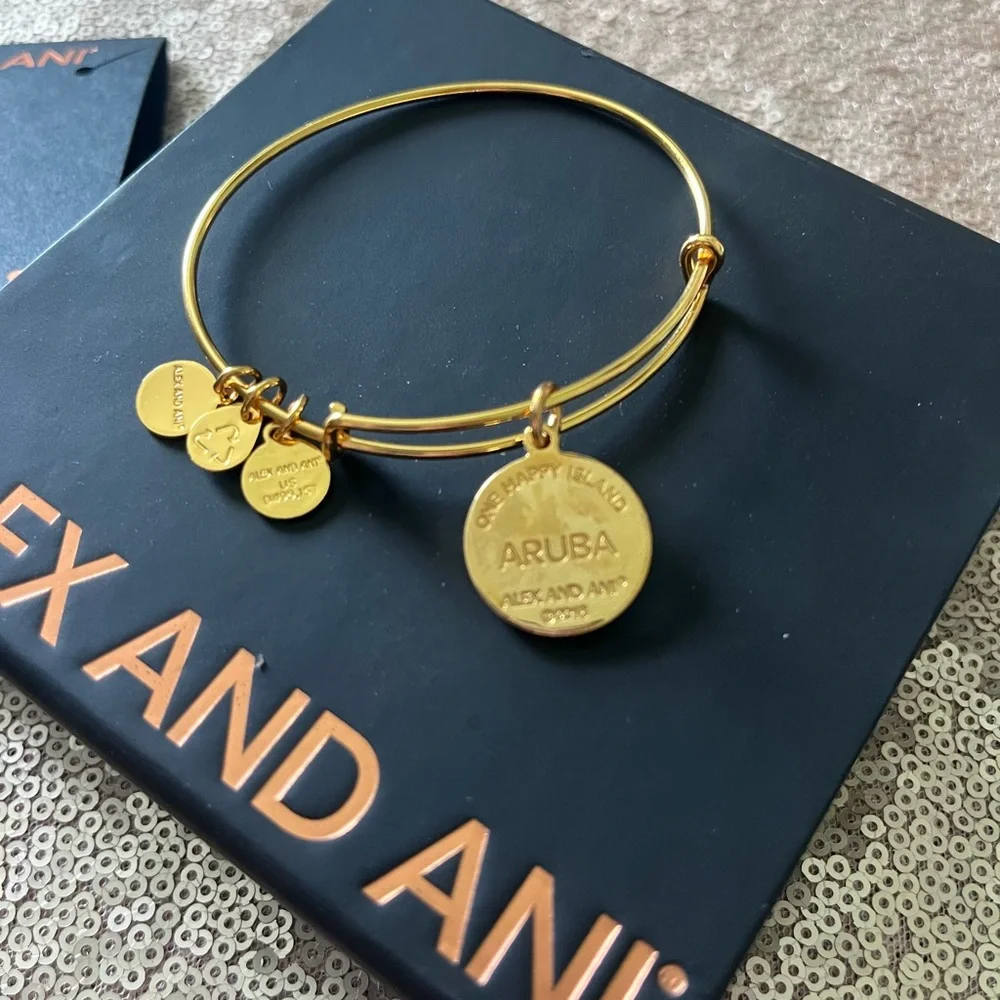 Alex and Ani Gold Bracelet with Aruba Charm - Picture 3 of 4